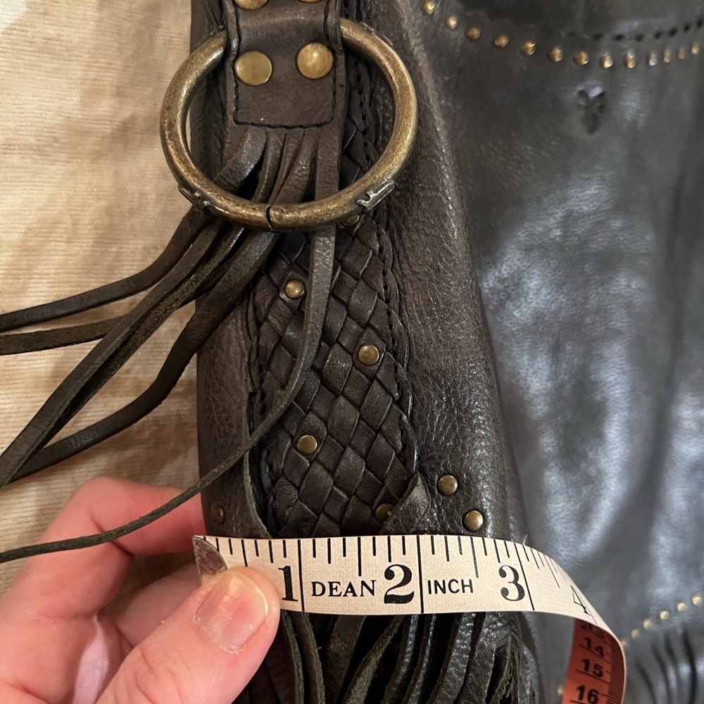 Black Leather Fringe Hobo Bag - Picture 8 of 16